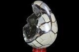 Septarian Dragon Egg Geode - Black Crystals #88536-1